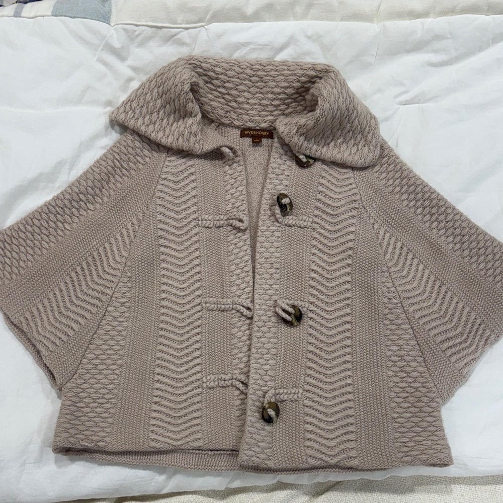 Hive & Honey Taupe Knit Sweater Cape